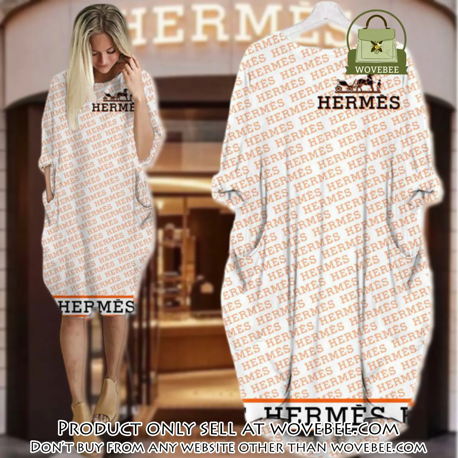 Hermes white batwing pocket dress luxury brand for women pd081 wvb0350921